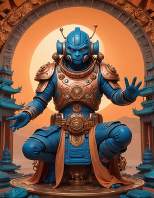 a beautiful rendition of astronaut,insanely detailed and intricate,copper  ratio,hypermaximalist,matte,cinematic,James  froud,ross tran,,LuxTechAI ,,monster ,TransformersStyle 
Budha lotus pose barong goodness good  icon  samurai blue marine orange sun set temple 

