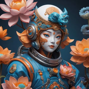 a beautiful rendition of astronaut,insanely detailed and intricate,Ásia traditional ratio,hypermaximalist,matte,cinematic,James  froud,ross tran,,LuxTechAI ,,monster ,TransformersStyle 
Budha lotus pose barong goodness good  icon  samurai peony  Sakura
Garuda humongous  blue marine orange colours