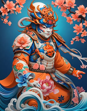 a beautiful rendition of astronaut,insanely detailed and intricate,Ásia traditional ratio,hypermaximalist,matte,cinematic,James  froud,ross tran,,LuxTechAI ,TransformersStyle 
Budha lotus pose barong goodness good  icon  samurai peony  Sakura
Garuda humongous  blue marine orange colours 
 Tattoo Japanese stile koi 