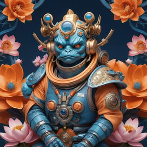 a beautiful rendition of astronaut,insanely detailed and intricate,Ásia traditional ratio,hypermaximalist,matte,cinematic,James  froud,ross tran,,LuxTechAI ,,monster ,TransformersStyle 
Budha lotus pose barong goodness good  icon  samurai peony  Sakura
Garuda humongous  blue marine orange colours