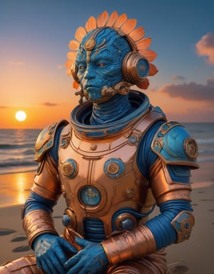 a beautiful rendition of astronaut,insanely detailed and intricate,copper  ratio,hypermaximalist,matte,cinematic,James  froud,ross tran,,LuxTechAI ,,monster ,TransformersStyle 
Budha lotus pose barong goodness good  icon  samurai blue marine orange sun set
