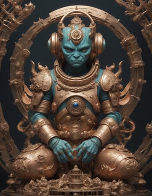 a beautiful rendition of astronaut,insanely detailed and intricate,copper  ratio,hypermaximalist,matte,cinematic,James  froud,ross tran,,LuxTechAI ,,monster ,TransformersStyle 
Budha lotus pose barong goodness good  icon  samurai