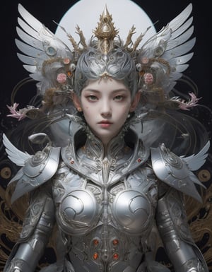 a beautiful rendition of astronaut,insanely detailed and intricate]silver   ratio,hypermaximalist,matte,cinematic,James  froud,ross tran,,LuxTechAI ,,monster ,TransformersStyle 
Budha lotus pose barong goodness good  icon  samurai angel wings 