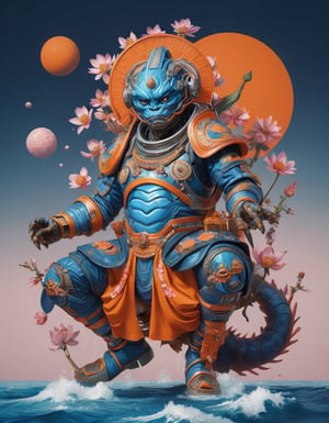 a beautiful rendition of astronaut,insanely detailed and intricate,Ásia traditional ratio,hypermaximalist,matte,cinematic,James  froud,ross tran,,LuxTechAI ,,monster ,TransformersStyle 
Budha lotus pose barong goodness good  icon  samurai peony  Sakura
Garuda humongous  blue marine orange colours 
