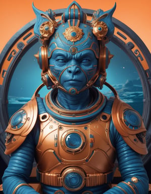 a beautiful rendition of astronaut,insanely detailed and intricate,copper  ratio,hypermaximalist,matte,cinematic,James  froud,ross tran,,LuxTechAI ,,monster ,TransformersStyle 
Budha lotus pose barong goodness good  icon  samurai blue marine orange sun set temple 

