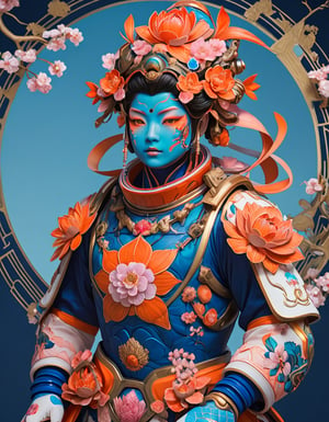 a beautiful rendition of astronaut,insanely detailed and intricate,Ásia traditional ratio,hypermaximalist,matte,cinematic,James  froud,ross tran,,LuxTechAI ,TransformersStyle 
Budha lotus pose barong goodness good  icon  samurai peony  Sakura
Garuda humongous  blue marine orange colours 
 Tattoo Japanese stile koi 