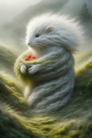 Imagine the following scenario.
An old white mouse with a long bushy mustache dressed in wool with a human body.
 All beautiful and a mystical moss grass hut hidden deep in a misty valley.
Picking fruits and placing them in baskets.
,DonM3l3m3nt4lXL