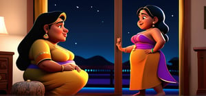 ( little boy )watch her 
with (big women sexy dress) in indian family.
(hidden)he tuch her hip. watching tv in night time.
,Apoloniasxmasbox,style,3D,disney pixar style,toon,rha30