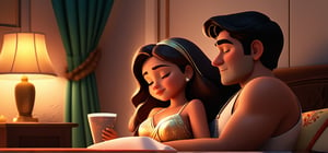 
with  little boy and women sexy dress sleep in indian family.he watch her 
. watching tv in night time.
,Apoloniasxmasbox,style,3D,disney pixar style,toon,rha30