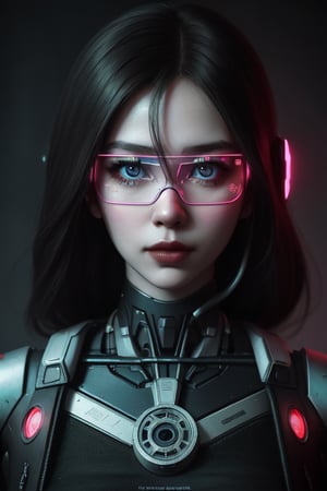 Girl of Gears: A hyper-realistic portrait of a robot girl, crafted from intricate gears and screws, poses with precise anatomy against an ethereal background, evoking surrealism's dreamlike atmosphere. Cyberpunk glasses accentuate her otherworldly gaze. Muted colors blend into abstract forms, showcasing beautiful, detailed artwork. Trending on ArtStation, this photorealistic 8K masterpiece blends realism with cyberpunk realism and techno-noir elements, inspired by [I, Robot]. Capture close up