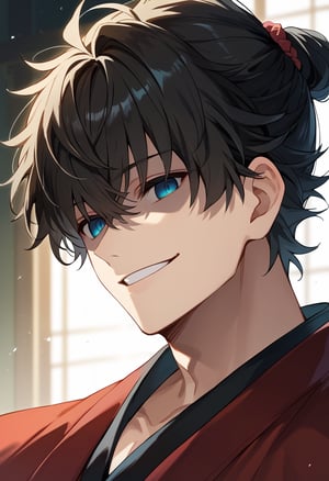  score_9, score_8_up, score_7_up, masterpiece, best quality, extremely detailed,highres,detailed beautiful face and eyes, male focus, solo 
BREAK,miyamoto_iori,black hair,blue eyes
BREAK,shaded face,evil smile,empty eyes