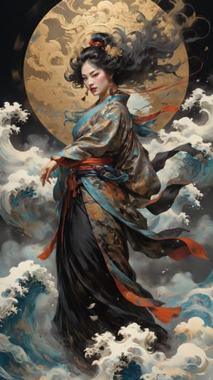 Official Art, Unity 8k Wallpapers, Ultra Detailed, Beautiful and Aesthetic, Masterpiece, Best Quality, (zen controversial, mandala, controversial, en controversial), (fractal art:1.3), 1girl, very detailed, dynamic angles, cowboy shot, the most beautiful form of chaos, elegance, barbarian design, bright colors, romanticism, by James Jean, Robbie Devi Antonio, Ross Chen, French Bacon, Michael Mu Raz, Adrian Genius, Petra Corright, Gerhard Richter, Takato Yamamoto, Ashley Wood, atmosphere, ecstasy of notes, flowing notes clearly visible

Chinese style, asian woman, wave, top quality, mystery, oil painting, crazy details, complex composition, strong colors, science fiction, transparency, dynamic lighting
Ink style, grayscale, pastels, mysterious atmosphere, delicate brushstrokes, frontal composition, wind and clouds,
Dynamic shots of flowing ink: Photorealistic masterpieces in 8k resolution: Aaron Hawkey and Jeremy Mann: Intricate fluid gouaches: Jean Bart tiste monger: Calligraphy: Cene: Colorful watercolor art, professional photography, volumetric light maximization photography: by marton bobzert: complexity, refinement, elegance, vastness, fantasy, dark composites, octane rendering, DonMASKTexXL, painted world in 8k resolution concept art, Fantasy Art, Oil Painting, Kabuki, Impressionist PaintingJapanese style, white cat, wave, top quality, mystery, oil painting, crazy details, complex composition, strong colors, science fiction, transparency, dynamic lighting
Ink style, grayscale, pastels, mysterious atmosphere, delicate brushstrokes, frontal composition, wind and clouds,
Dynamic shots of flowing ink: Photorealistic masterpieces in 8k resolution: Aaron Hawkey and Jeremy Mann: Intricate fluid gouaches: Jean Bart tiste monger: Calligraphy: Cene: Colorful watercolor art, professional photography, volumetric light maximization photography: by marton bobzert: complexity, refinement, elegance, vastness, fantasy, dark composites, octane rendering, DonMASKTexXL, painted world in 8k resolution concept art, Fantasy Art, Oil Painting, Kabuki, Impressionist Painting