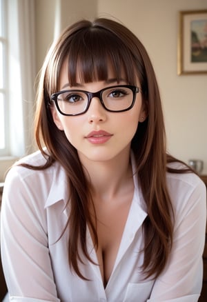 Hyperrealistic art Hyperrealistic art Hyperrealistic art score_9, score_8_up, score_7_up, score_6_up, score_5_up, , BREAK
, eimiFukada, ,
1girl, bangs, black-framed eyewear, blunt bangs, brown hair, glasses, indoors, lips, looking at viewer . Extremely high-resolution details, photographic, realism pushed to extreme, fine texture, incredibly lifelike