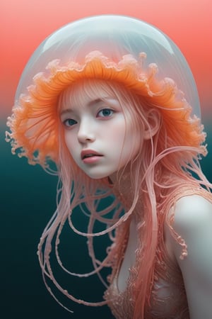 Portrait of a ghostly jellyfish, shiny aura, highly detailed, gold filigree, intricate motifs, organic tracery, by Android jones, Januz Miralles, Hikari Shimoda, glowing stardust by W. Zelmer, perfect composition, smooth, sharp focus, sparkling particles, lively coral reef background Realistic, realism, hd, 35mm photograph, 8k), masterpiece, award winning photography, natural light, perfect composition, high detail, hyper realistic,,,,<lora:659095807385103906:1.0>