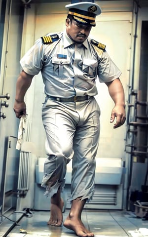 Zhanghongwei,solo,1male,military,slighty_chubby,barefoot,(torn_uniform)