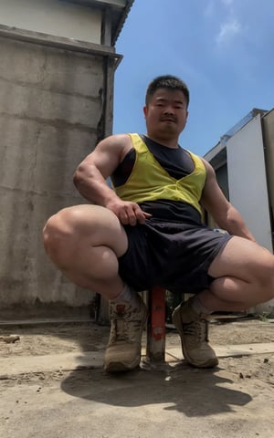 Xiaotianquan,solo,construction worker,squat