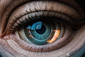 A breathtaking image of a human eyeball contained within a small glass box on a desk, closeup, macro, highly detailed, high quality surreal image, movie poster style,blue eyes,More Detail, 