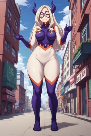 , score_9, score_8_up, score_7_up, slimes_mtlady, woman, thick thighs, solo, giantess,, smiling, mask, full body, standing, straight on POV