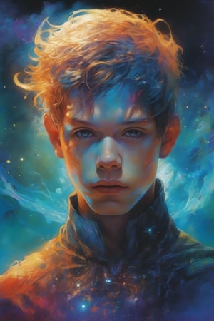 psionic deity, 1boy, extremely vibrant colours, normal skin Highly detailed, highly cinematic, close-up image of a deity of magic, perfect composition, psychedelic colours, magical flowing water, forest nature, lots of details, star supernova nebula metallic ink, beautifully lit, a fine art painting by drew struzan and karol bak, gothic art, dark and mysterious, ilya kuvshinov, russ mills, dragonlike
