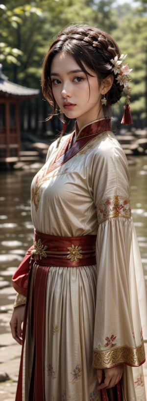 Scene: A girl in traditional Mongolian clothing stands against a natural background with soft lighting.
Artist: Artur Tarnowski
Style: Fashion Photography, Photorealism Painting
Artistic elements:
Mongolian tradition: Girls wear gorgeous Mongolian costumes to show the essence of national culture.
Costume details: The embroidery and accessories on the costume are exquisite and rich in detail.
Soft light: The sun is soft and the light is warm, bringing out the girl's elegance.
Combination of dynamic and static: The girl stands still, but her clothes move slightly, showing a sense of movement in tranquility.
Shallow depth of field: The background is blurred, highlighting the subject of the girl.
High details: The picture is rich in details, and the girl’s face, clothing textures and accessories are clearly visible.
High Budget: Reflects the quality of high production costs.
Bokeh effect: The light spot effect on the background adds a dreamy feel.
Widescreen: Use widescreen movie effects to increase the visual impact of the picture.
Emotional atmosphere: The picture is full of emotions, showing the girl's tranquility and confidence.
Gorgeous: The visuals are exquisite, and the girl's Mongolian costume is particularly eye-catching.
Film grain: It has the grainy texture of film, adding a retro feel.