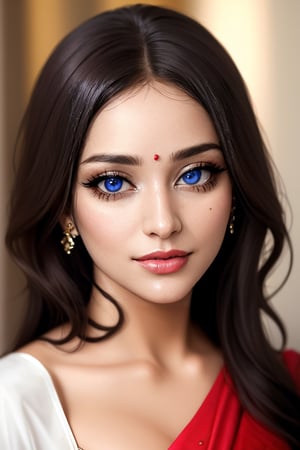 beautiful detailed eyes, saree