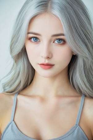 1 Ukraine girl, grey hair, grey eyes