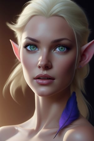 a gorgeous female elf photo, professionally retouched, soft lighting, wearing a feather dress, realistic, smooth face, perfect blue violet eyes, white hair, wide angle, sharp focus on eyes, 8 k high definition, insanely detailed, intricate, elegant, art by artgerm and greg Rutkowski and Boris Vallejo
