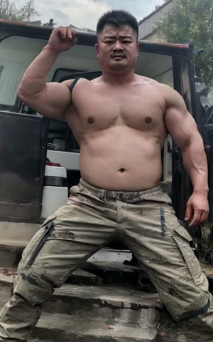 Xiaotianquan,solo,policeman,large_pectorals,(turn into zombie:1.1)