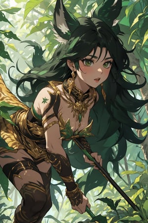 League of Legends - Detailed Description of Nidalee
Character Background
Nidalee is a wild huntress who lives deep in the jungle and possesses the ability to communicate with beasts. She is an excellent tracker, known for her agility and cunning. Nidalee has learned to utilize the environment and natural forces to track prey and defeat enemies in the wild, instilling awe in people for the power of wilderness and nature.

Appearance
Nidalee is a tall and slender female huntress with long golden hair and deep green eyes, symbolizing her wild nature. Her body is toned, radiating strength and agility, showcasing her hunting instincts in the jungle.

Outfit Description
Nidalee's attire blends primitive and wild elements, reflecting her identity as a huntress. She wears a lightweight outfit made of animal hides and wrapped plants, providing both camouflage and agility in the jungle.

Her shoulders and waist are adorned with rich animal bones and feathers, collected as trophies from her prey, while also serving as her respect and homage to the natural world. Her arms and legs are covered with simple leather wrist and knee guards, protecting her vital points in battle.

Nidalee wields a finely crafted bone spear, one of her primary weapons. The spear's tip glimmers with cold light, displaying its lethality and precision. She also carries a set of sharp claws, her close-range weapon in combat, capable of easily tearing through enemy defenses.

Weapons and Abilities
Nidalee's primary weapons are her bone spear and claws. She possesses powerful hunting skills, including Aspect of the Cougar and Primal Senses, enabling her to track and defeat any prey in the jungle. Her signature skill is "Javelin Toss," where she unleashes a deadly attack with her spear, repelling enemies and causing continuous damage.

Scene Description
Nidalee's scenes are typically set in jungles or wilderness, filled with wilderness and mystery. The background features dense forests, thick bushes, and rushing rivers, showcasing the power and grandeur of the natural world.

In these scenes, Nidalee roams through the forests, utilizing her hunting skills and wild instincts to track prey and defend her territory. Her figure moves gracefully among the trees, blending seamlessly with the environment as she searches for her next target.





