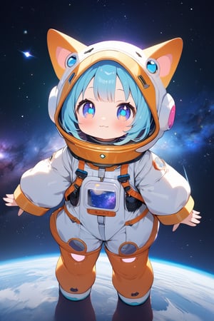 (a girl from another universe), (ultimately adorable:1.4), (incredibly cute:1.4), (super kawaii:1.4), spacesuit, full body, beautiful galaxies and countless stars, (masterpiece:1.3), ((highest quality, 8k, ultra-detailed)), perfect anatomy, detailed eyes, anatomically correct hands, very clear and precise images