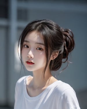 a close up of a woman with long hair wearing a white shirt, 1 8 yo, 18 years old, 19-year-old girl, xintong chen, korean girl, xision wu, heonhwa choe, 2 2 years old, 21 years old, ulzzang, wenfei ye, young cute wan asian face, lips
