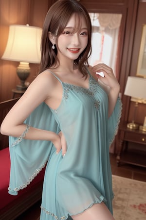 mikas
Long flowing chiffon nightdress with hand-beaded details."
"Regal satin night-robe with deep jewel-toned colors and cascading ruffles,smile