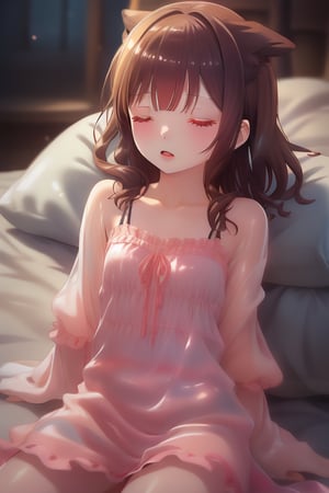 mikas
A cute girl sleeping in a nightgown and having trouble sleeping