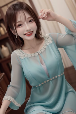 mikas
Long flowing chiffon nightdress with hand-beaded details."
"Regal satin night-robe with deep jewel-toned colors and cascading ruffles,smile