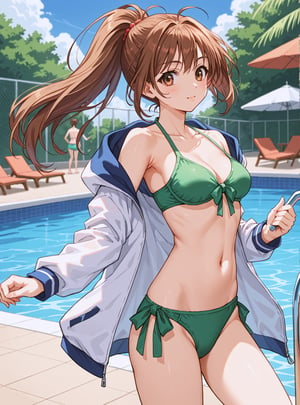 score_9, score_8_up, score_7_up, source_anime, (perfect anatomy)
,//characters, 1girl, solo, nagaharachizuru, brown eyes, ponytail

,//situations, pool party, crowded,
,//pose, 
green bikini, stylish pose, dynamic angle 
,/LoRA, perfect anatomy, beautiful_female_fingers, (correct number of fingers), Anatomically correct hands, (perfect hands), perfecteyes