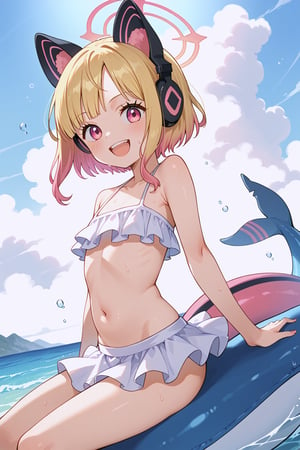 score_9, score_8_up, score_7_up, score_6_up, score_5_up, score_4_up, source_anime, perfect anatomy,
,//characters,momoi-default,momoi \(blue archive\),flat chest,pink eyes,blonde hair,halo,animal ear headphones, tail, 
one piece swimsuits, frills
,//situations, ocean backgrounds, 
,//pose,
a girl, riding inflatable shark, in sea, in ocean, sweat, open_mouth, smile, face lighting,
,
,/LoRA, 
beautiful_female_fingers, perfect anatomy, correct number of fingers, beautiful hands, Expressiveh,concept art,reset_Kalar, furuderika_pony,totori_pony,tillday_shape, Urza_Planeis, tsukiko, perfecteyes