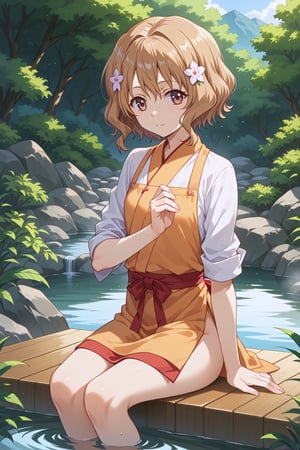 ((score_9, score_8_up, score_7_up)), BREAK source_anime, (perfect anatomy)
,//characters, 1girl, solo, ohana matsumae, short hair, brown hair, hair ornament, brown eyes, flower, hair flower
,japanese clothes, kimono, apron, sleeves rolled up
,//situations, onsen,
,//pose, 
1girl, sitting ,
,/LoRA, beautiful_female_fingers, perfect anatomy, correct number of fingers, (4_fingers and 1thumb on hand), (perfect hands), beautiful hands, Expressiveh,concept art,reset_Kalar, furuderika_pony,totori_pony,tillday_shape, Urza_Planeis, tsukiko, majin_hornet, himegasakisakurako, 
