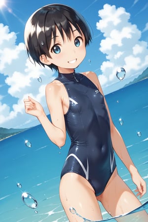 score_9, score_8_up, score_7_up,score_6_up,
,//characters, 1girl, solo, hayasakamiura, ((tiny body)), flat chest, black hair, short hair
wear ,one_piece_swimsuit, 
,//situations, sky, day, outdoors, ocean, cloud, blue sky, water, water drop, sunlight,
,//pose,
1girl, water playing, big smile, dutch angle, three quarter view, from side 
,/LoRA, perfect anatomy, beautiful_female_fingers, (correct number of fingers), (5_fingers), (perfect hands),perfecteyes