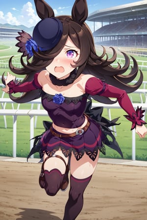 masterpiece, best quality, ultra-detailed, perfect anatomy, High detailed, detailed background, anime_source, official_art,

1girl,rice shower \(umamusume\),horse ears,long hair,brown hair,black hair,hair over one eye,riceshowerXL,

blush, (running form:1.3), dash, racecourse,

,beautiful_female_fingers,
,score_9, score_8_up, score_7_up,Expressiveh, concept art, Anime ,hentai, dark theme,