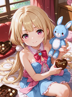 score_9, score_8_up, score_7_up, source_anime, (perfect anatomy:1.4), beautiful skin,
,//characters, 
1girl, solo, futaba anzu, tiny body, flatchest, food, sparkle, stuffed toy, stuffed animal, candy, chocolate, valentine, suffed bunny
,//situation

,//Pose

,/LoRA, beautiful_female_fingers, (4_fingers and 1thumb on hand), (perfect hand), (beautiful hands), perfect anatomy,