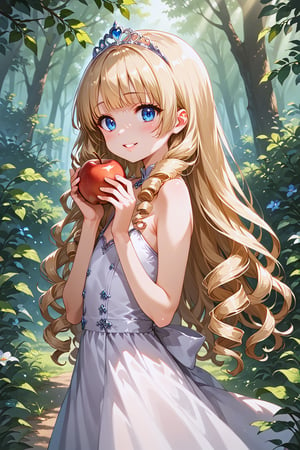 masterpiece, best quality, ultra-detailed, perfect anatomy, High detailed, detailed background, beautiful face, Claudia, nanasemei, nonomiyatsugumi,

a girl, (((very young child))), infant body shape, flat chest, No public hair, beautiful face, ultra-detaild face, cute face, shiny blonde hairs, long hair, bangs, side ringlets,
ultra-detailed eyes, round eyes, attractive eyes, deep blue eyes, beautiful eyebrow, (eyelashes:0.4), Bishojo, beautiful nose, parted_lips, happy expression, embarrassed smile, blush,parted lips,

silver tiara, white traditional Dress, darekest, forests, outdoor, eating apple, blush, ashamed, shy, charming, cowboy shot, datch angle, standing, from side, crepuscular rays, light sparkles,Vibrant color saturation, Key light,

female_solo,5_finger, beautiful_female_fingers,perfect hands,detailed hands,beautiful hands, perfect finger, score_9, score_8_up, score_7_up,Expressiveh, concept art,  Anime ,hentai, dark theme