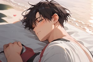 Score_9, Score_8_up, Score_7_up, Score_6_up, Score_5_up, Score_4_up,a man black hair
man lying on the beach, sunset, swimsuit, sexy, blushing,

,stark_sousou_no_frieren