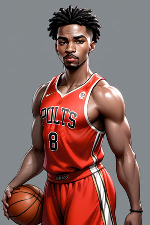 Digital Drawing, 8k, black man with black power, basketball player, athletic body
