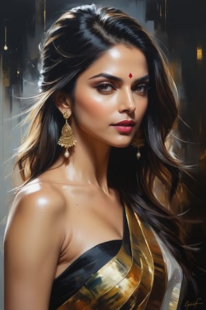 oil painting, heavy brushstrokes, paint drips, a breathtaking portrait of a Mozart, female, Deepika Padukone, action pose, medium long fuzzy hair, perfect symmetric eyes,gorgeous face, by Jeremy Mann, Carne Griffiths, Robert Oxley, rich, deep colors,layered image shaded by cells, golden ratio, award winning, professional,highly detailed, intricate, volumetric lighting, gorgeous, masterpiece, sharp focus, depth of field, perfect composition, award winner, artstation, acrylic painting create a hyper realistic vertical photo of Indian most attractive woman in her 40s, Trendsetter wolf cut black hair, trending on artstation, portrait, digital art, modern, sleek, highly detailed, formal, determined, 38C, fairy tone, blouse and transparent saree, 