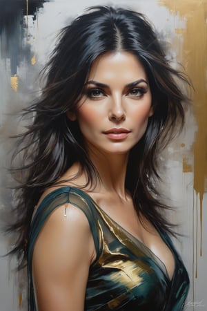 oil painting, heavy brushstrokes, paint drips, a breathtaking portrait of a Mozart, female,  Sandra Bullock, action pose, medium long fuzzy hair, perfect symmetric eyes,gorgeous face, by Jeremy Mann, Carne Griffiths, Robert Oxley, rich, deep colors,layered image shaded by cells, golden ratio, award winning, professional,highly detailed, intricate, volumetric lighting, gorgeous, masterpiece, sharp focus, depth of field, perfect composition, award winner, artstation, acrylic painting create a hyper realistic vertical photo of Indian most attractive woman in her 40s, Trendsetter wolf cut black hair, trending on artstation, portrait, digital art, modern, sleek, highly detailed, formal, determined, 38C, fairy tone, blouse and transparent saree,