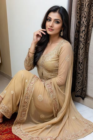 36yo, extremely gorgeous, (Full Body picture), extremely beautiful, very stunning, very pretty, very attractive, feminine, perfect face, clear face, perfect lips, natural 
Priya, translucent dupatta over her nightdress, henna, 