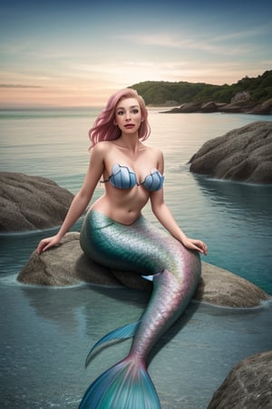 a mermaid on the rocks