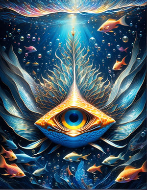 symphony, playing with an exotic fish, ((Vibrant depictions of sound wawes)) waves forming music notes, colorful marine creatures, water bubbles, symphony, sweet expression, symphony of waves, sea melodies, surrounded  by waves forming intricate sonic patterns, wide angle, vivid colors, 8k, inspired by Michael Cheval, beautiful eyes, perfect hands, beautiful face + symmetrical face,  highly detailed, intricate complexity, juxtaposing, epic composition, magical atmosphere + masterpiece, perfect hands+five fingers hands, (intricate detail), (super detailed), 8k hdr, high detailed, soft cinematic lighting, atmospheric perspective,ray tracing, underwater world background,ray tracing, perfec teyes, 8K, Film Poster, Her iridescent scales shimmer with a pearlescent glow, perfecteyes, absurdity, Magical Fantasy style,d1p5comp_style