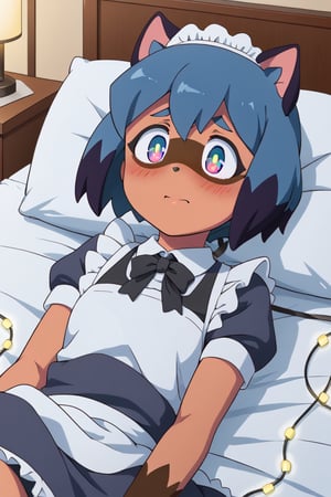 Michiru kagemori, Maid dress, Lying in bed, blushing, Lights off.