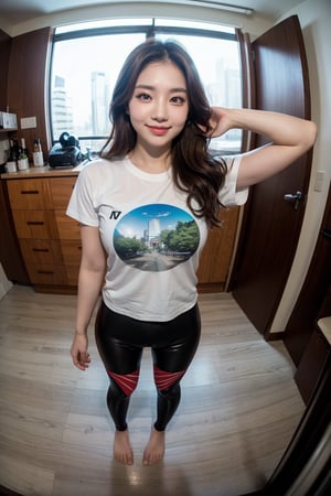 RAW full-body photo, (Fisheye View Effect: 1.2), view below,cyclists, cyclists, load,
18-year-old gravure model, perfect body, 1 girl, most beautiful Korean girl, shirt, tights, leggings, Korean beauty model, beautiful girl, beautiful girl, big eyes, big smile, viewer, a mole on one's nose,
RAW full-body photo, (Fisheye View Effect: 1.2), view
